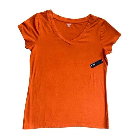 a.n.a Womens V Neck Short Sleeve T-Shirt Orange Sunset Size XL - Picture 2 of 9
